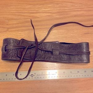 Grey leather waist belt
